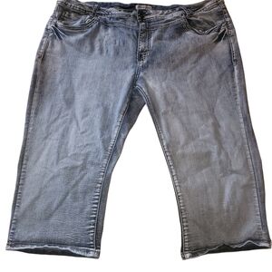 Recruit Blue Acid Washed Mid Length Denim Capri Shorts 20